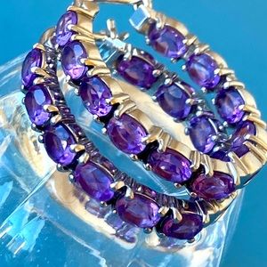 KHR or KRH sterling silver Amethyst inside out hoop earrings India